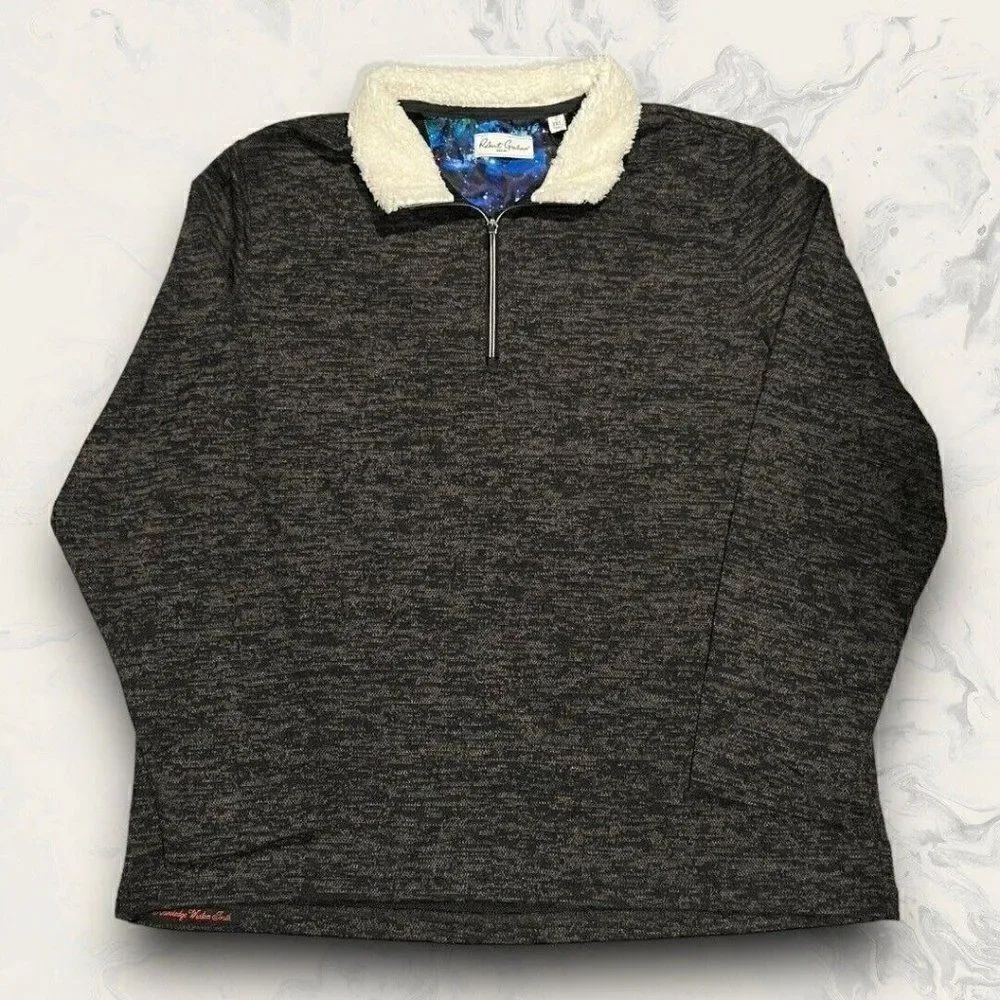 Robert Graham Virgo High Pile Fleece Lined Quarter Zip Black Pullover Size 3XL